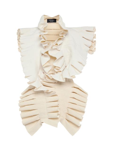 A.W.A.K.E. MODE Cotton-Linen Ruffle Structural Top ivory