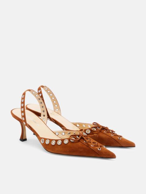 MACH & MACH 65mm Le Cadeau 장식 못을 박는 slingback 펌프