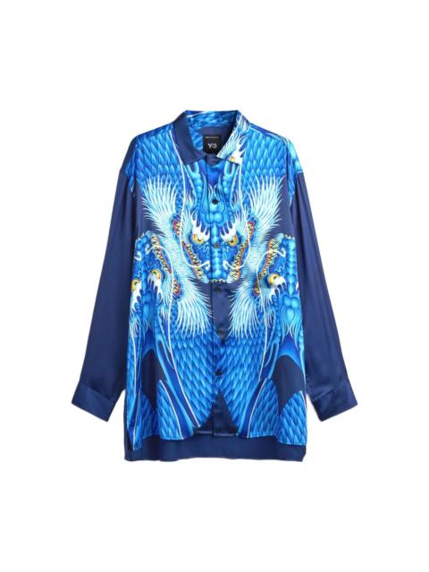 Y-3 Y-3 BLUE SATIN GRAPHIC SHIRT