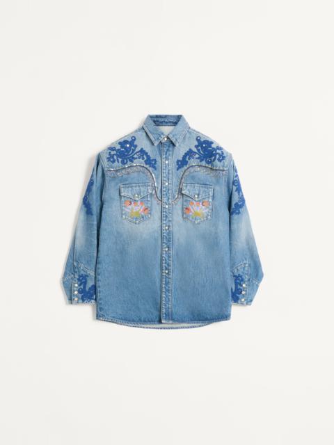 Valentino DENIM SHIRT WITH EMBROIDERY AND BEADS