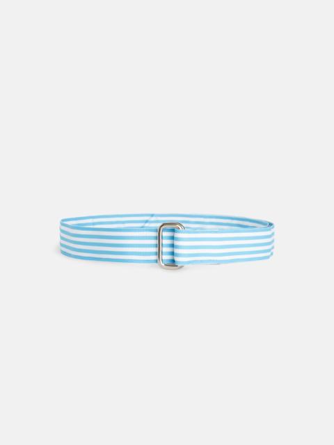 J. PRESS MADE-IN-USA LIGHT BLUE & WHITE STRIPED GROSGRAIN RIBBON BELT