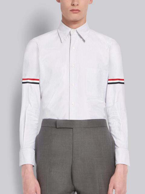 Medium Grey Oxford Cotton University Stripe Grosgrain Armband Shirt