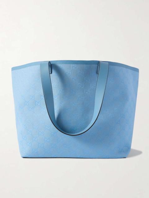 Totissima leather-trimmed canvas-jacquard tote