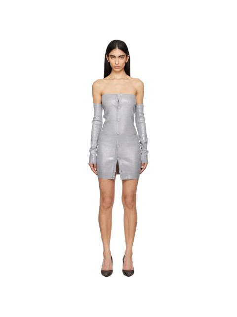 MM6 Maison Margiela Gray Plastified Knit Minidress