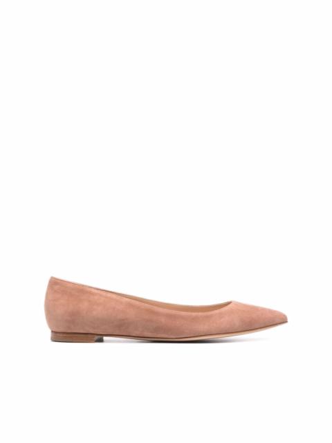 Gianvito Rossi pointed suede ballerina shoes