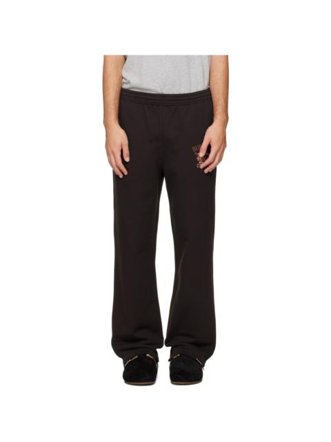 Burberry Brown Embroidered-Logo Sweatpants