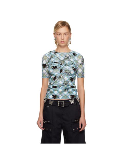 Chopova Lowena Blue & White Sonicscape Mesh Short Sleeve T-shirt