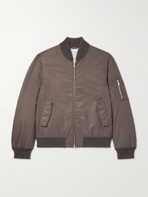 Brunello Cucinelli Padded Nylon Bomber Jacket Brown