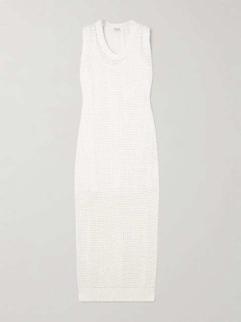 Brunello Cucinelli Sequin-embellished Open-knit Cotton-blend Midi Dress