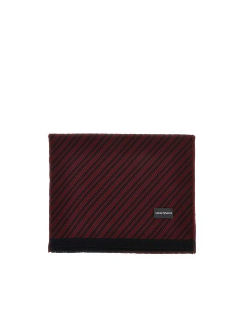 EMPORIO ARMANI diagonal-stripe wool scarf