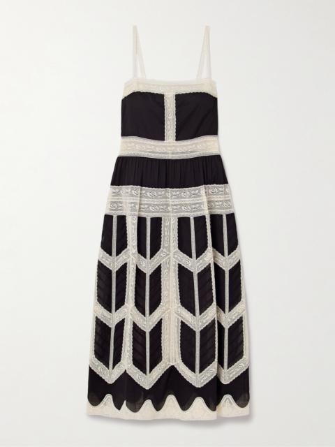 Zimmermann Rhiannon Cotton-voile And Lace Midi Dress