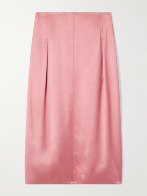 Lanvin Pleated Satin Midi Skirt