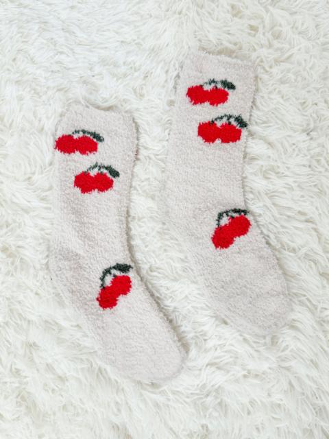 Splendid Cherries Bia Fuzzy Yarn Socks