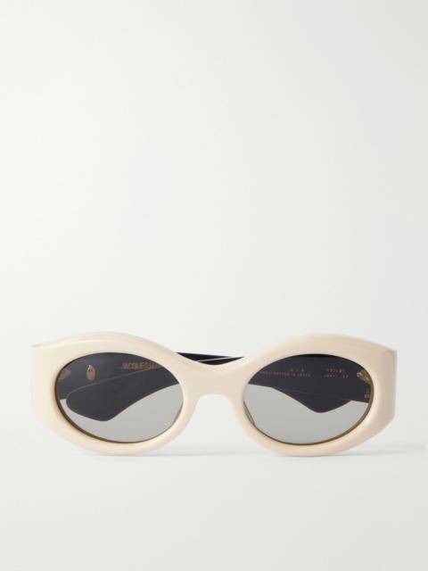 JACQUES MARIE MAGE Gia oversized oval-frame acetate sunglasses Cream