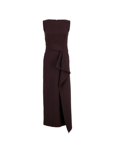ROLAND MOURET draped sleeveless midi dress
