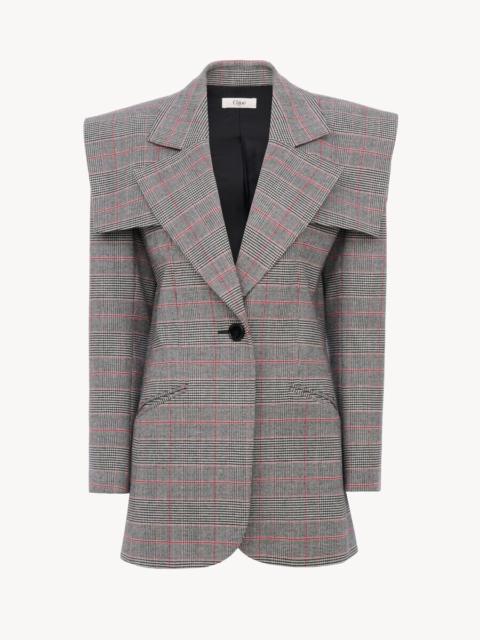 Chloé SINGLE-BREASTED TAILORED JACKET IN PRINCE OF WALES WOOL