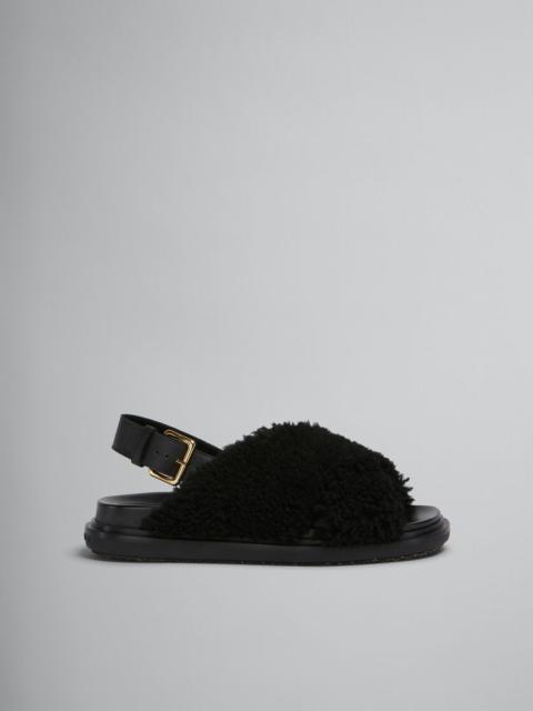 Marni BLACK CURLY SHEARLING FUSSBETT SLIDE