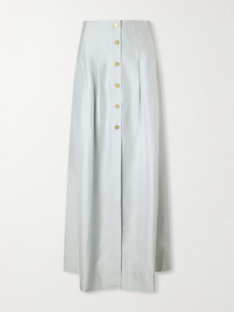 LE KASHA Amou Pleated Silk Maxi Skirt