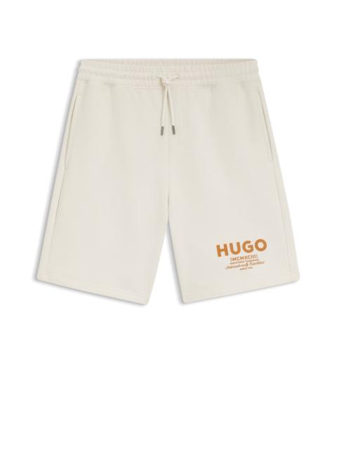 HUGO LOOSE-FIT SHORTS IN COTTON TERRY WITH LOGO PRINT