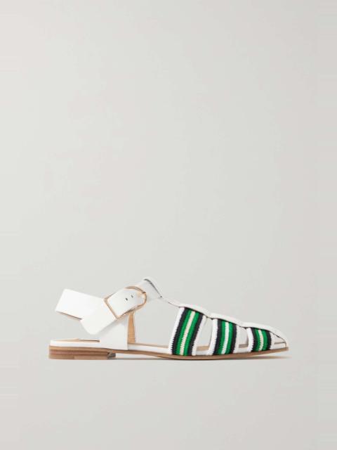 GABRIELA HEARST Calla striped crochet-knit and leather sandals