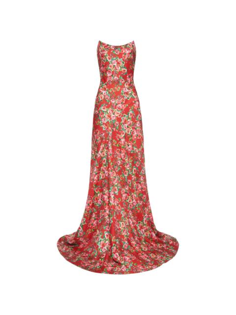 markarian Tallulah rose-print silk gown