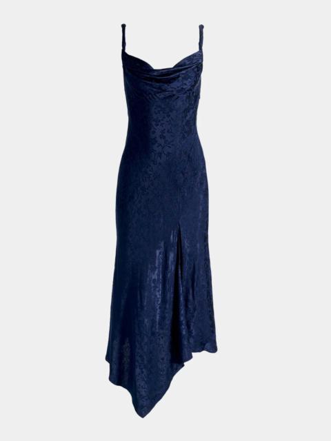 Alice + Olivia Monique Twist Strap Cowl-Neck Midi Dress
