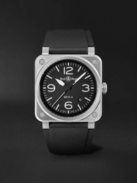 Bell & Ross BR 03 Automatic 41mm Stainless Steel and Rubber Watch, Ref. No. BR03A-BL-ST/SRB
