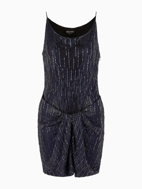 GIORGIO ARMANI Short silk dress with crystal embroidery