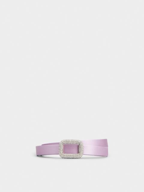 Roger Vivier Viv' Choc Strass Buckle Belt in Satin