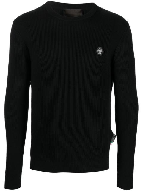 PHILIPP PLEIN logo-plaque merino jumper