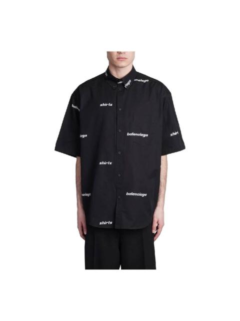 BALENCIAGA Balenciaga All Over Logo Short Sleeve Shirt 'Black White' 681702TOL651070