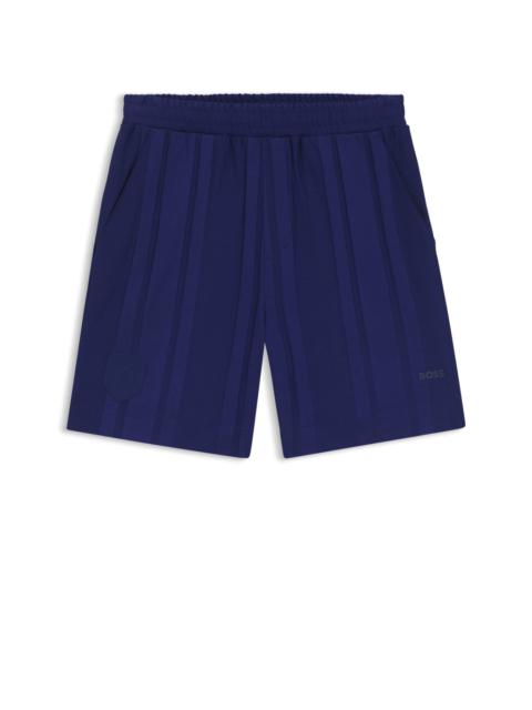 BOSS COTTON-JERSEY SHORTS WITH MATTE AND LUSTROUS STRIPES