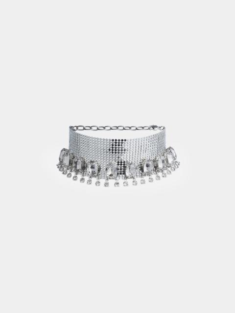 rabanne CHOCKER IN PIXEL METAL WITH RHINESTONES