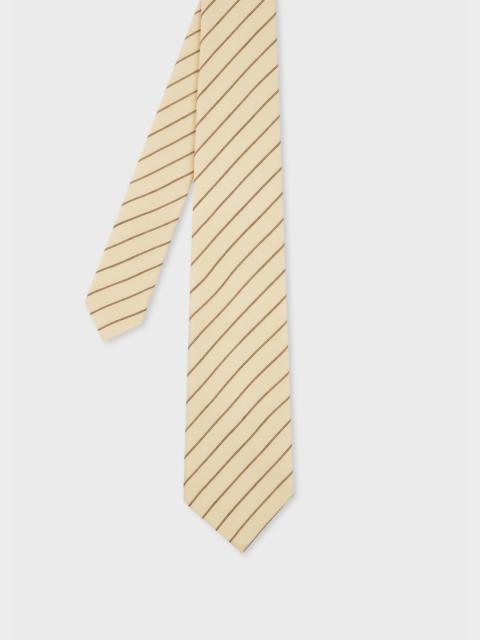 Paul Smith Ecru and Brown 'Shirting Stripe' Tie