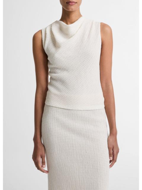 Vince Shadow Grid Cowl-Neck Top