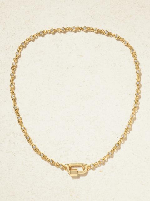 MARLA AARON Rolling Cans Chain + Chubby Babylock 18-karat Gold Diamond Necklace