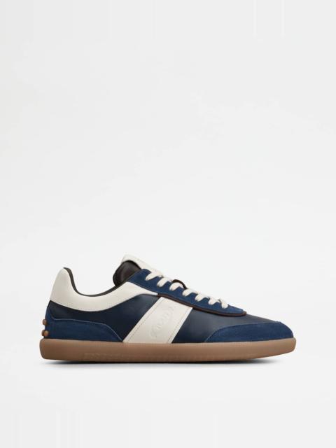 TOD'S TABS SNEAKERS IN SUEDE - WHITE, BLUE, BROWN