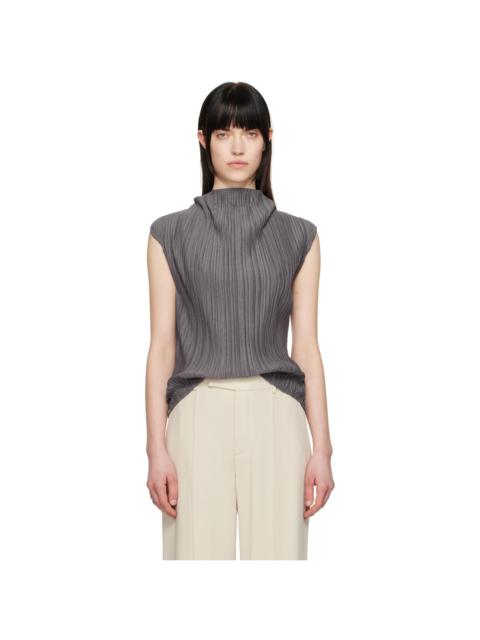 LE17SEPTEMBRE Gray Pleated Cowl Neck Top