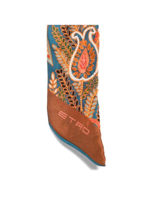 Etro paisley-pattern beaded-fringe neckerchief
