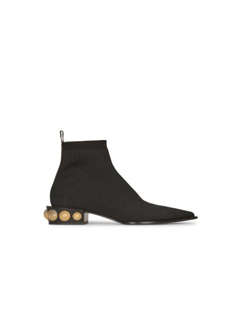 Stretch knit Coin ankle boots