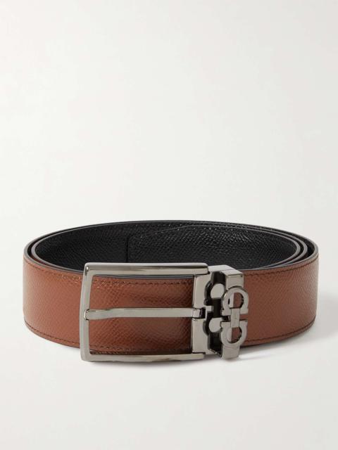 FERRAGAMO 3.5cm Reversible Debossed Leather Belt