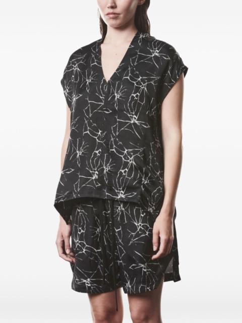thom/krom V-neck marble-print blouse