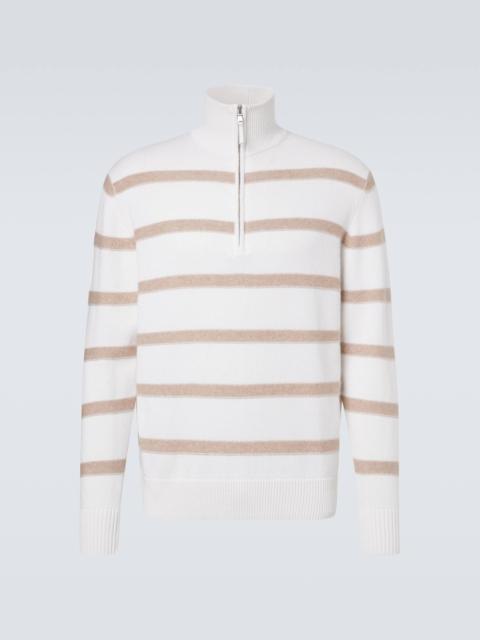 Allude Striped cotton and cashmere sweater