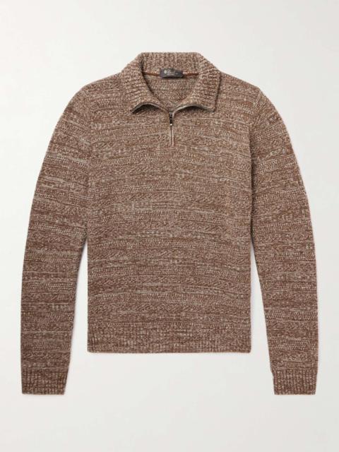 Loro Piana Fancy Cashmere Half-Zip Sweater