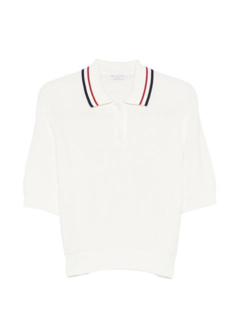 Brunello Cucinelli striped-collar polo top