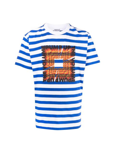 striped slogan-print T-shirt