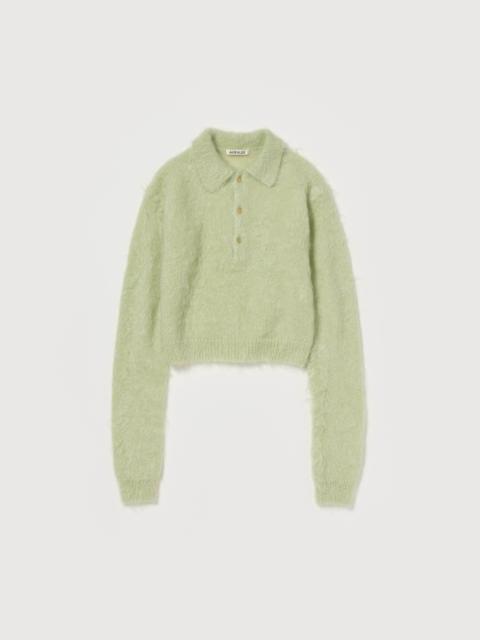 AURALEE BRUSHED SUPER KID MOHAIR KNIT POLO