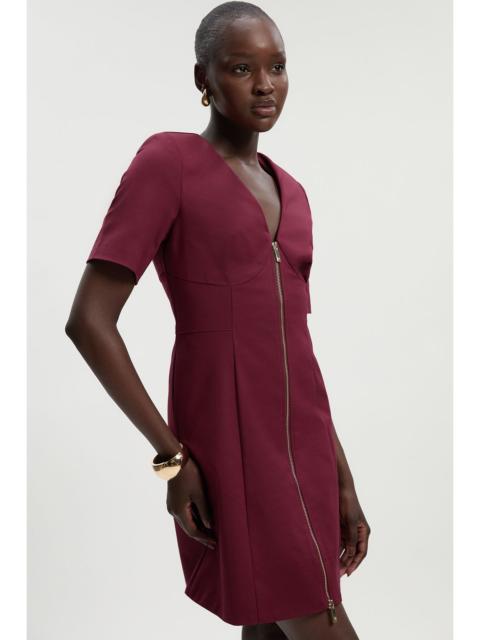 KAREN MILLEN Tall Techno Cotton Short Sleeve Zip Detail Woven Mini Dress