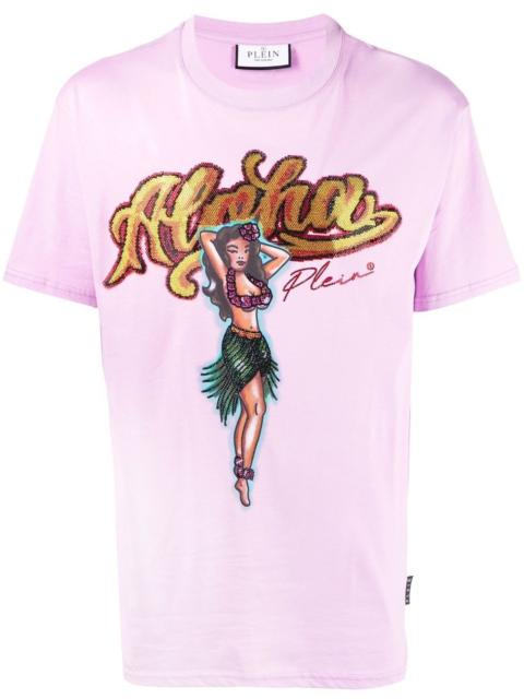 PHILIPP PLEIN graphic-print crystal-embellished T-shirt