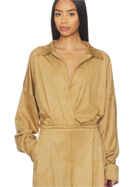 NORMA KAMALI Super Oversized Boyfriend Shirt Bodysuit